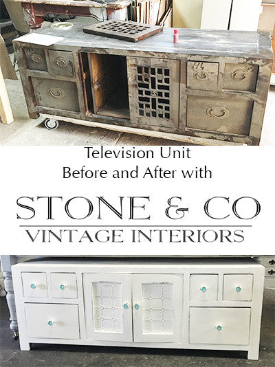 Television cabinet before and after
